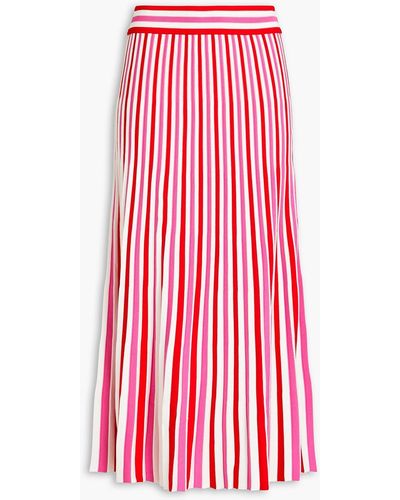 Solid & Striped Striped Ribbed-knit Midi Skirt - Red