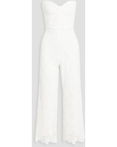 ML Monique Lhuillier Strapless Guipure Lace Jumpsuit - White