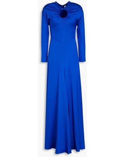 TOVE Noor Cutout Gathered Silk-blend Maxi Dress - Blue