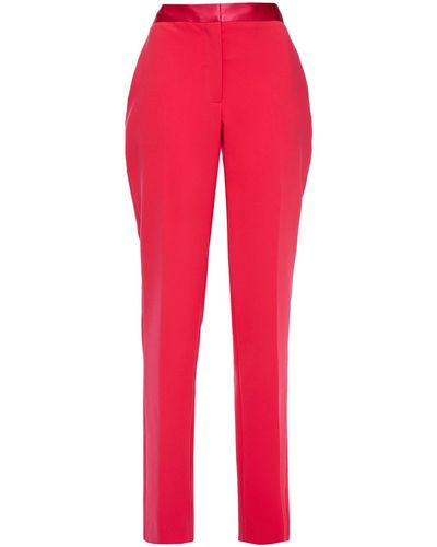 Carolina Herrera Silk Satin-trimmed Stretch-crepe Straight-leg Trousers - Pink