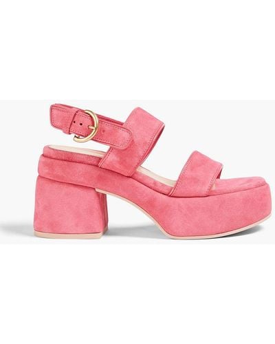 Gianvito Rossi Suede Platform Slingback Sandals - Pink