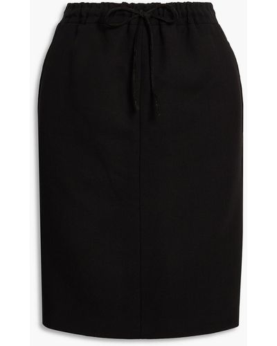 Ferragamo Suede-trimmed Wool Skirt - Black