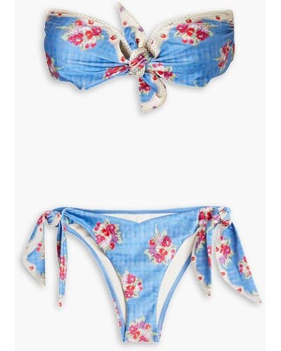 Zimmermann Bandeau-bikini mit floralem print - Blau