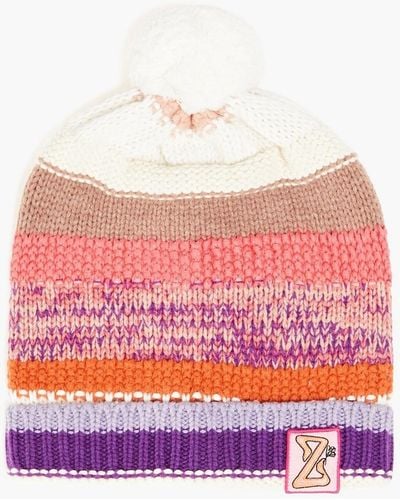 Zimmermann Striped Merino Wool, Cotton And Cashmere-blend Beanie - Pink