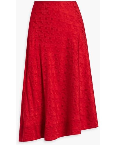 Marni Asymmetric Jacquard Midi Skirt - Red