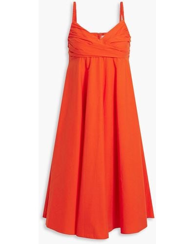 Caroline Constas Phoebe Wrap-effect Cotton-blend Poplin Dress - Red