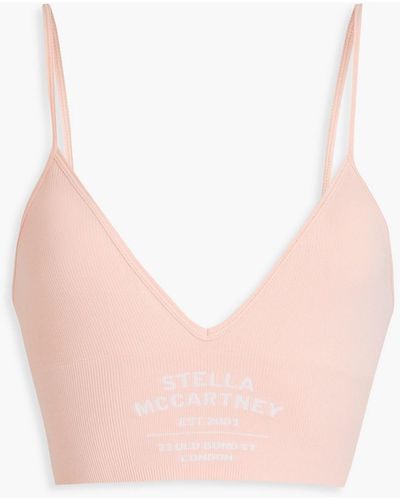 Stella McCartney Ribbed Cotton-blend Jersey Sports Bra - Pink