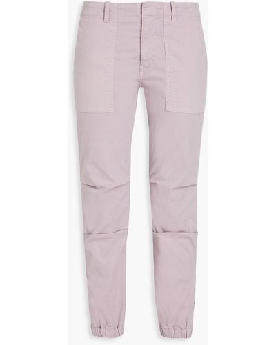 Nili Lotan Cropped Stretch-cotton Twill Tapered Trousers - Pink