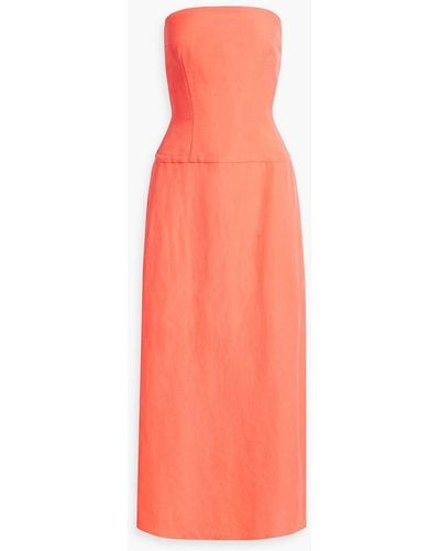 Bondi Born Strapless Linen-blend Maxi Dress - Orange