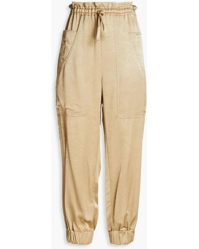 By Malene Birger Satin-crepe Tapered Trousers - Natural