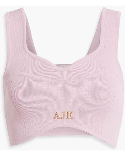 Aje. Parfum Corset Cropped Knitted Top - Pink