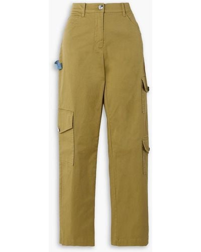 STAUD Easton Cotton-blend Twill Straight-leg Pants - Green