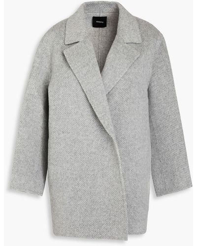 Theory Clairene Herringbone Brushed Wool-felt Coat - Grey