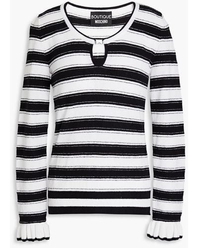 Boutique Moschino Striped Cotton-blend Jumper - Black