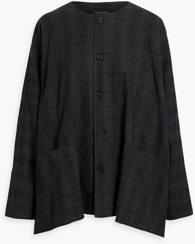 Eskandar Prince Of Wales Checked Wool-blend Jacket - Black
