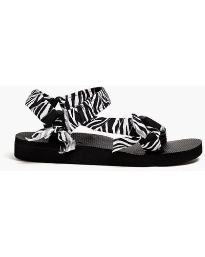 ARIZONA LOVE Trekky Zebra-print Woven Sandals - Black