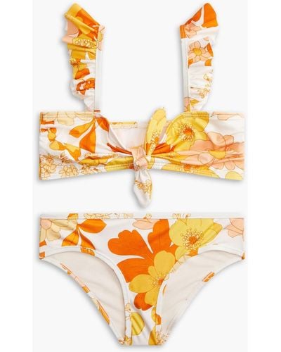 Zimmermann Kids primrose bikini mit floralem print und rüschen - Orange