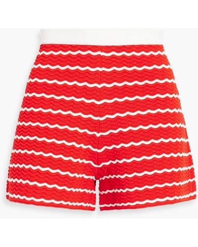 Carolina Herrera Striped Pointelle-knit Shorts - Red