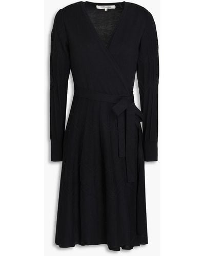 Diane von Furstenberg Kaja Jacquard-knit Wrap Dress - Black