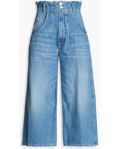 FRAME Cropped High-rise Wide-leg Jeans - Blue