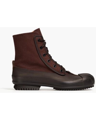 Maison Margiela Leather-trimmed Canvas Boots - Brown