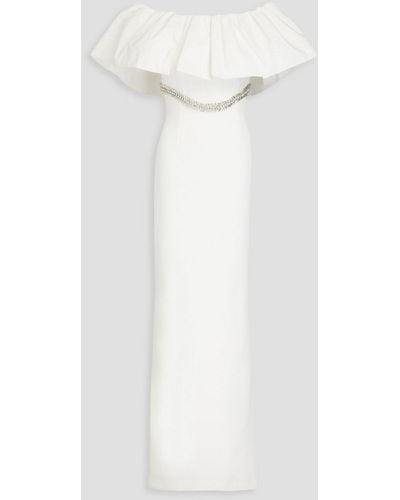 Rebecca Vallance Alpine Off-the-shoulder Taffeta-paneled Crepe Bridal Gown - White