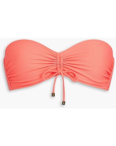 Heidi Klein Ruched Stretch-piqué Bandeau Bikini Top - Pink