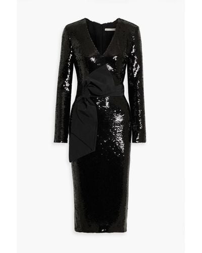 Veronica Beard Dalyn Bow-embellished Sequined Jersey Midi Dress - Black