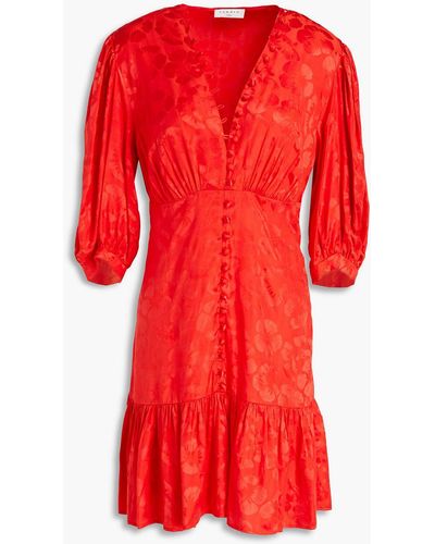 Sandro Azelie Silk-blend Satin-jacquard Mini Dress - Red