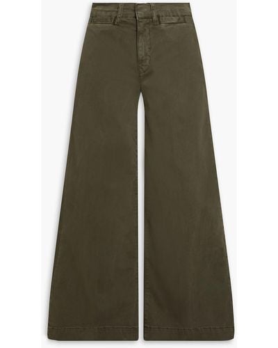 FRAME Pixie Stretch-cotton Twill Wide-leg Trousers - Green