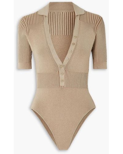 Jacquemus Yauco Ribbed-knit Bodysuit - Natural