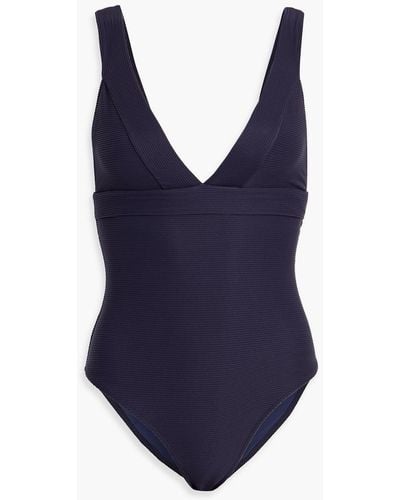 Iris & Ink Blythe Ribbed Swimsuit - Blue