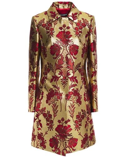 Dolce & Gabbana Floral-jacquard coat - Mettallic