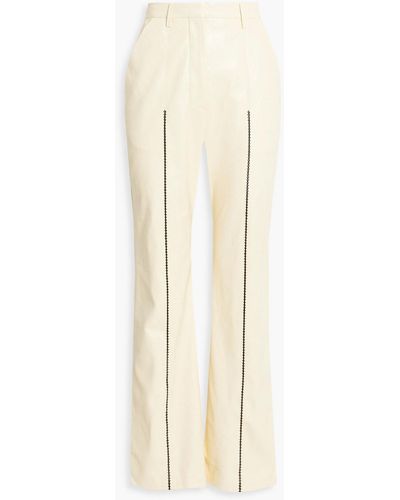 Nanushka Lucee Embroidered Vegan Leather Straight-leg Pants - Natural