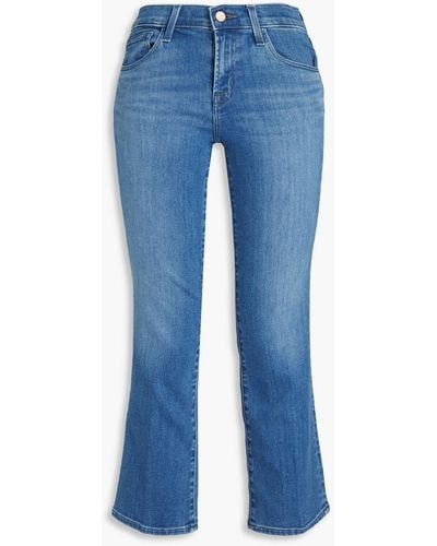 J Brand Faded Mid-rise Kick-flare Jeans - Blue