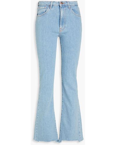 3x1 Farrah hoch sitzende bootcut-jeans in distressed-optik - Blau