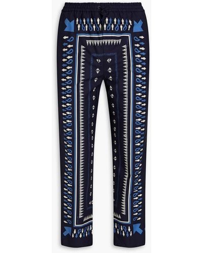 Etro Printed Cotton Track Trousers - Blue