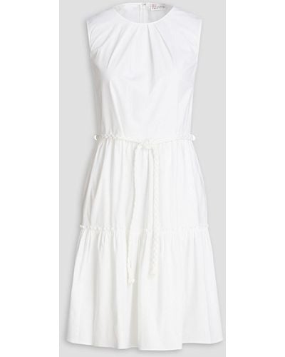 RED Valentino Gathered Stretch-cotton Poplin Mini Dress - White