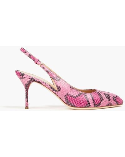 Sergio Rossi Chichi Snake-effect Leather Slingback Court Shoes - Pink