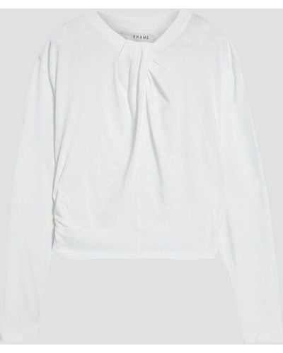 FRAME Pleated Cotton-jersey Top - White