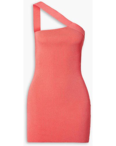 GAUGE81 Soria One-shoulder Ribbed-knit Mini Dress - Red