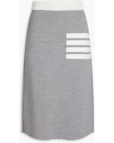 Thom Browne Intarsia Wool-blend Midi Skirt - Grey