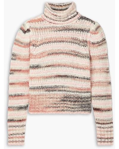 A.L.C. Selina Striped Knitted Turtleneck Jumper - Natural