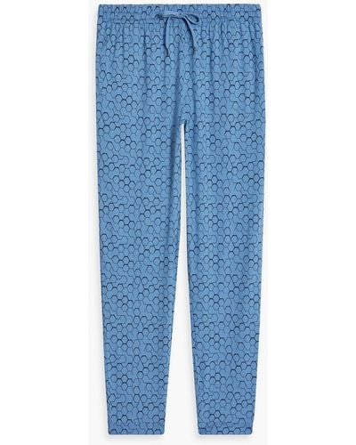Derek Rose London Printed Stretch-modal Jersey Sweatpants - Blue