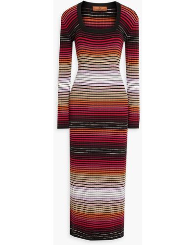 Missoni Striped Ribbed Cotton-blend Maxi Dress - Red