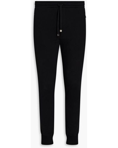 Dolce & Gabbana Embroidered French Cotton-terry Sweatpants - Black