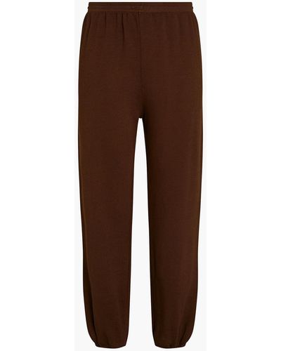 Monrow Cropped Fleece Track Trousers - Brown