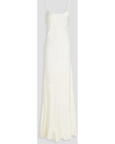 Victoria Beckham Cami maxikleid aus glänzendem crêpe mit drapierung - Weiß