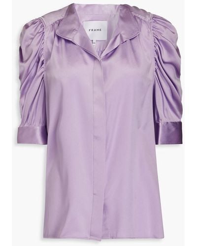 FRAME Gillian Stretch-silk Satin Shirt - Purple