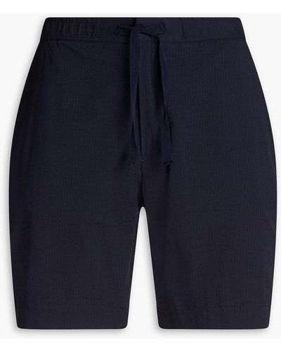 Officine Generale Phil Cotton-seersucker Drawstring Shorts - Blue